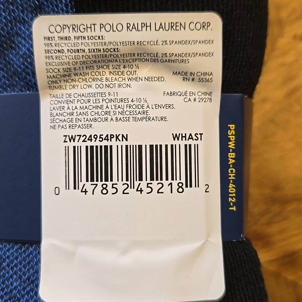 Polo by Ralph Lauren White and Pink Athletic Socks (3-Pack)